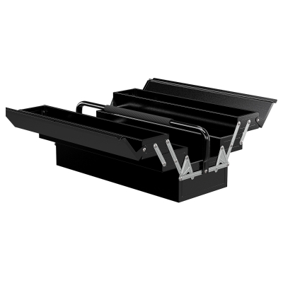 DURHAND 22" inches Metal Tool Box, Portable 5-Tray Cantilever Steel Tool Chest Cabinet, Black