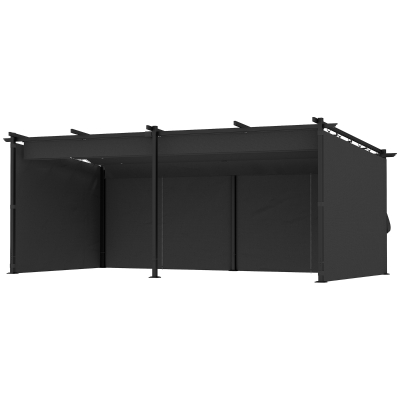 Outsunny 10' x 20' Metal Retractable Pergola Canopy with Sidewalls, Outdoor Gazebo UPF30+ Sun Shade Shelter for Garden, Deck