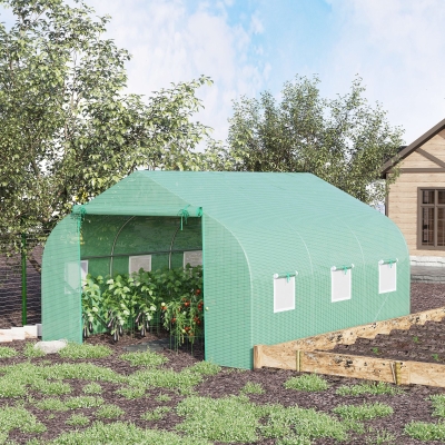 Outsunny Outdoor Greenhouse Walk-In Greenhouse Portable Greenhouse Canada Garden Plant Flower Seed Greenhouse W/ Premium Steel Frame