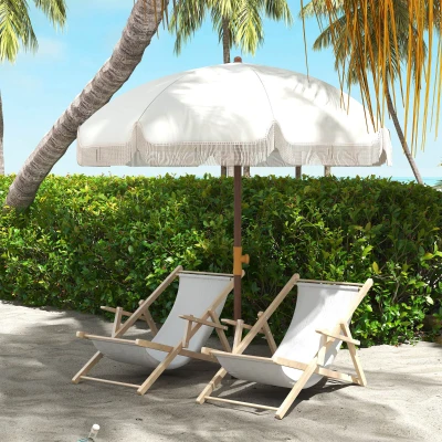 Beach Umbrella 6.2' x 6.2' x 6.9' Cream White