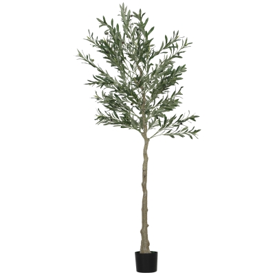 HOMCOM 6ft Artificial Olive Tree with Silk Leaves & Fruits, Indoor Decor