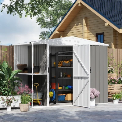 Garden Storage Shed 96.5" W x 46.1" D x 63.4" /70.9" H Gray