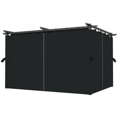 Outsunny 10' x 13' Pergola with Retractable Canopy and Curtains, UPF30+ Sun Shade Shelter for Grill, Garden, Backyard, Deck