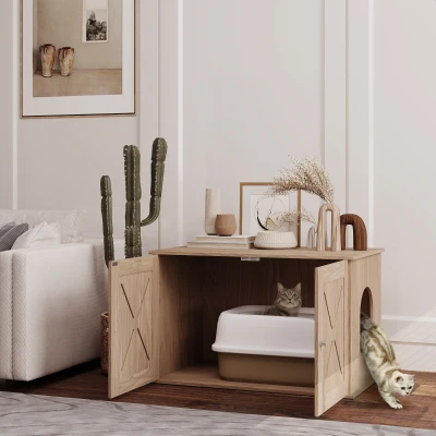 Litter Box Enclosure 31.5" W x 18.9" D x 19.9" H Walnut