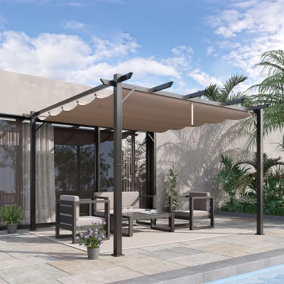 Outsunny 10' x 10' Aluminum Patio Pergola, Charcoal Gray