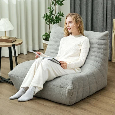 HOMCOM Bean Bag Sofa with High-Density Foam, Light Gray