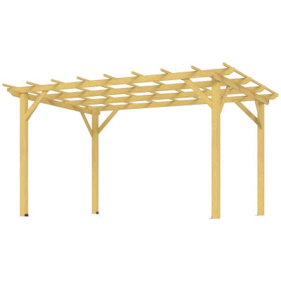Outsunny 10' x 13' Wood Pergola, Outdoor Gazebo Grape Trellis for Climbing Plant Support, Garden, Patio, Backyard, Nature Wood