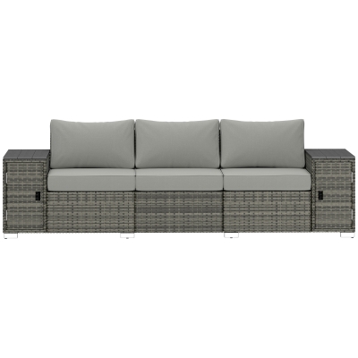 Wicker Outdoor Couch 97.2" x 27.6" x 28.3" Gray