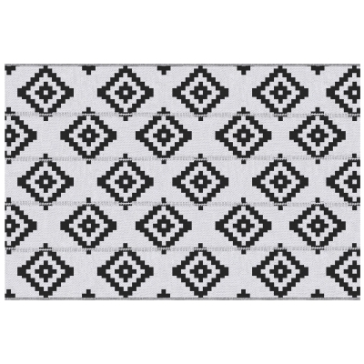 Outsunny Reversible Outdoor RV Rug, Patio Floor Mat, 6' x 9' Plastic Straw Rug for Backyard, Deck, Beach, Camping, Black & White