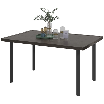 Outsunny Outdoor Patio Dining Table with 2.1" Umbrella Hole, Steel Outdoor Patio Table for 6, Dark Brown