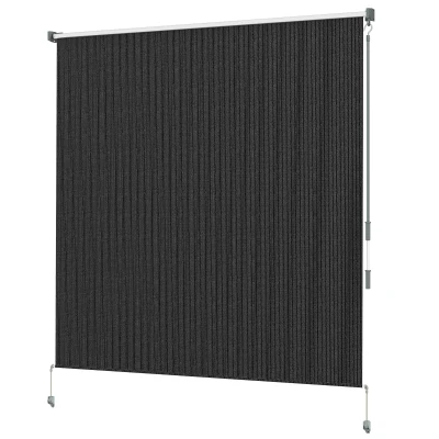 Outsunny 6' x 6' Patio Door Blinds, Outdoor Roller Shades, Cordless Roll Up Shade for Porch Gazebo, Black