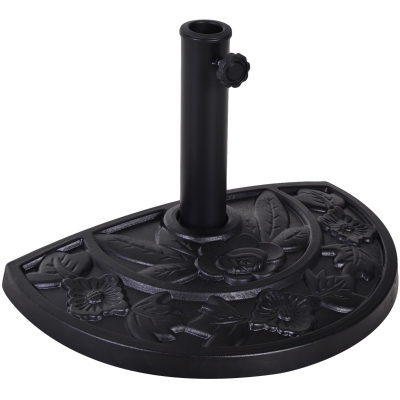 Outsunny 20lbs Half Round Umbrella Base, Black Resin Stand