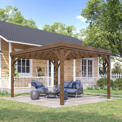 Outsunny 10' x 12' Wooden Pergola Gazebo, Brown