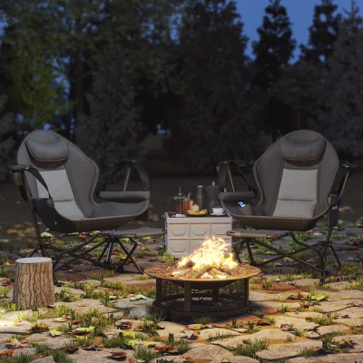 Rocking Camping Chair 34.6" W x 63" D x 40.9" H Dark Gray