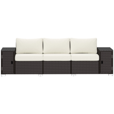 Wicker Outdoor Couch 97.2" x 27.6" x 28.3" Cream White/Brown