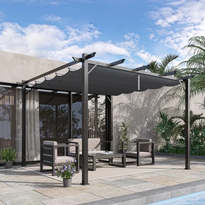 Outsunny 10' x 10' Aluminum Outdoor Pergola Canopy, Gray