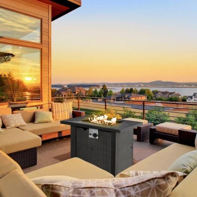 Outsunny 30" Outdoor Propane Fire Pit Table, 50,000 BTU