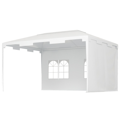 Outsunny 10x13ft Gazebo Party Tent Outdoor Canopy Garden Sun Shade w/Mesh Sidewalls, White