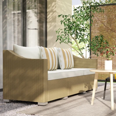 Rattan Sofa 79.1" W x 25.6" D x 28.7" H Cream White