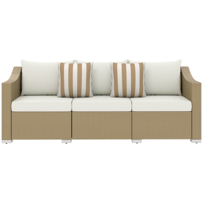 Rattan Sofa 79.1" W x 25.6" D x 28.7" H Cream White