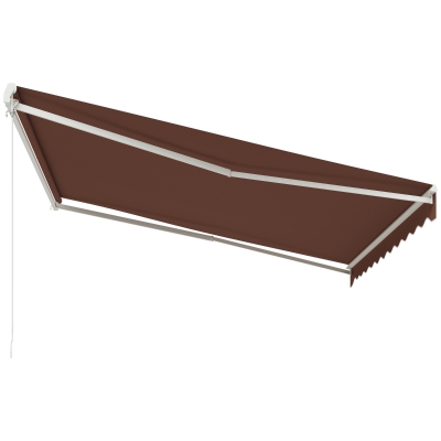 Outsunny 13' x 10' Electric Awning, Retractable Awning Sun Shade Shelter with Remote Controller, Manual Crank Handle and Aluminum Frame, for Deck, Balcony, Yard, Coffee