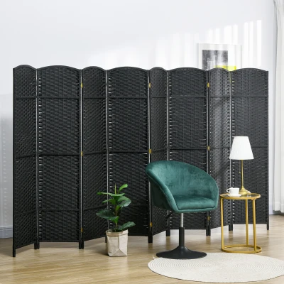 HOMCOM 8-Panel Folding Privacy Screen, 5.6' Room Divider, Black