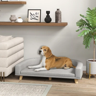 PawHut Dog Sofa Couch Bed, Washable Cushion, Gray