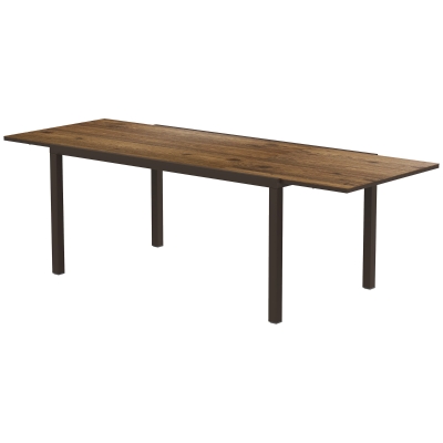 Outsunny 63"-94.5" Extendable Patio Dining Table for 6-8 Person, Outdoor Dining Table with Aluminium Edging, Steel Frame, Brown
