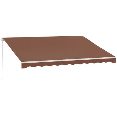Outsunny 13' x 10' Electric Awning, Retractable Awning Sun Shade Shelter with Remote Controller, Manual Crank Handle and Aluminum Frame, for Deck, Balcony, Yard, Coffee