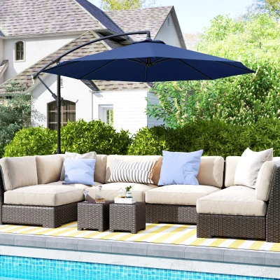 Patio Offset Umbrella 116.1"L x 116.1"W x 98.4"H Navy Blue