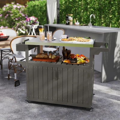 Outdoor Bar Cart 45.7" x 18.9" x 35" Dark Gray