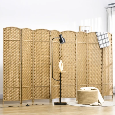 HOMCOM 8-Panel Folding Room Divider, 5.6' Tall Privacy Screen, Wood