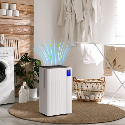HOMCOM 25pints/Day Dehumidifier with Continuous Drainage, Timer, Dehumidifier for Condensation, Mould, Laundry Drying
