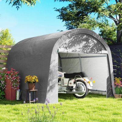 Outsunny 10' x 10' Outdoor Storage Tent, Heavy Duty and Waterproof Portable Shed for Bike, Motorcycle & Garden Tools, Light Grey