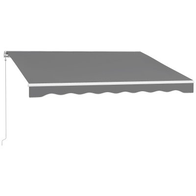 Outsunny 10'x8' Electric Retractable Awning with Remote Controller, Crank Handle, Aluminum Frame for Deck Balcony, Light Grey