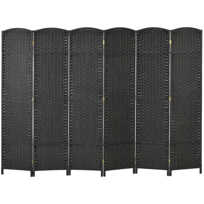 HOMCOM 6-Panel Folding Privacy Screen, 5.6' Tall Room Divider, Black