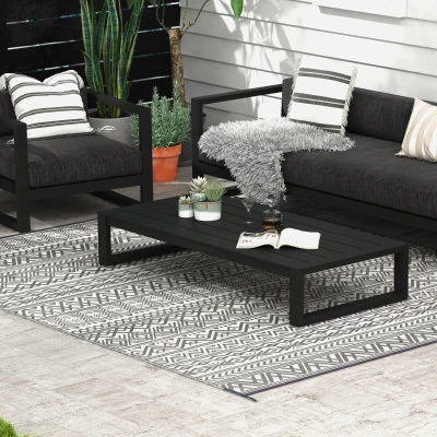 Outsunny 8' x 10' Reversible Outdoor Rug, Gray & Cream Boho