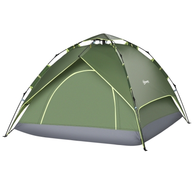 Outsunny Camping Tent, 3 Person Family Tent, 1000mm Waterproof, with Sewn-in Groundsheet and Carry Bag,  for Fishing, Dark Green