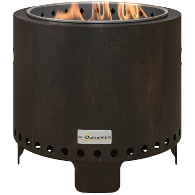 Outsunny Metal Wood-burning Smokeless Fire Pit, Black