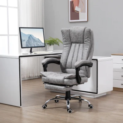 Vinsetto Massage Office Chair, Reclining with Footrest, Gray
