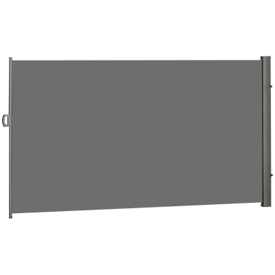 Outsunny 118" x 79"  Outdoor Folding Privacy Screen Retractable Side Awning Patio with Resistance to UV Rays and Wind Light Grey