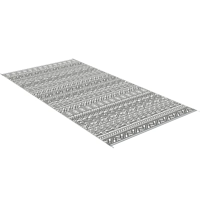 Outsunny Reversible Outdoor Rug Waterproof Plastic Straw RV Rug with Carry Bag, 9' x 18', Grey and Cream White Boho