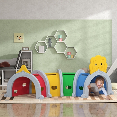 Qaba Lion Design Tunnel for Kids to Crawl Through, for 3-6 Years, Multicoloured