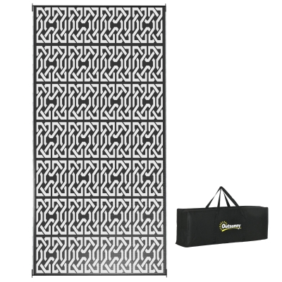 Outsunny 9' x 18' Reversible Outdoor Rug, Black & White