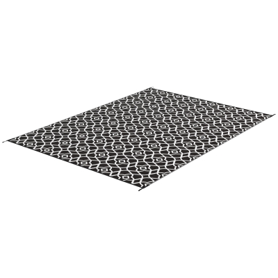 Outsunny 9' x 12' Reversible Outdoor Rug, Black & White Clover