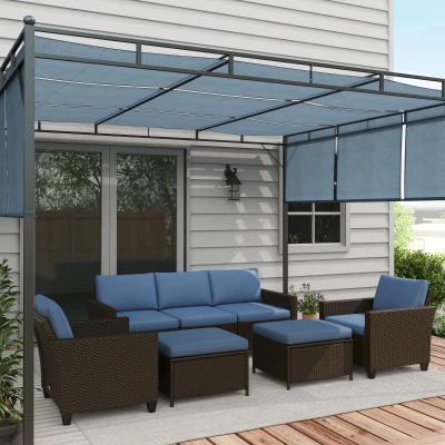 Outsunny 5-Piece Patio Set, PE Rattan Sofa & Armchairs, Coffee