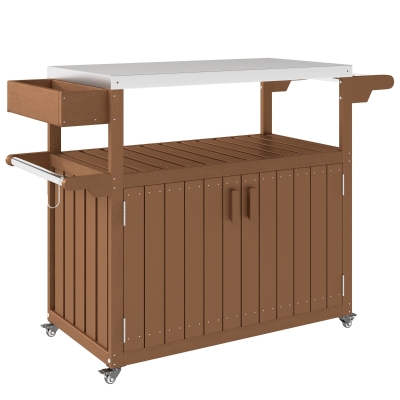 Outdoor Bar Cart 45.7" x 18.9" x 35" Brown