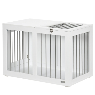 PawHut 31.5" Dog Crate Furniture with Double Doors, for Medium Dogs, White