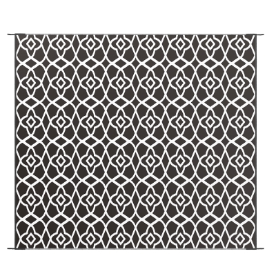 Outsunny 8' x 10' Reversible Outdoor Rug, Black & White Clover