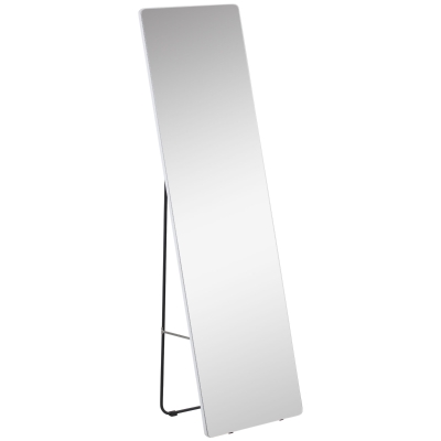 HOMCOM 63"x18" Full Length Mirror, Floor Standing, Wall-Mounted or Leaning Against Wall Tall Mirror w/Support Frame, Rectangular Full Body Mirror for Bedroom, Living Room, Silver